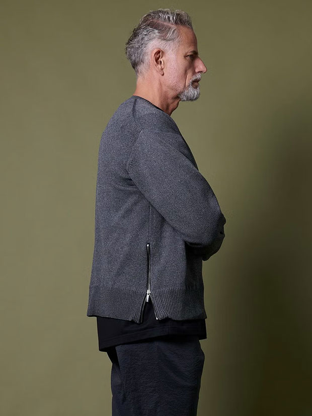 junhashimoto ZIP SLIT KNIT L/S / CHARCOAL