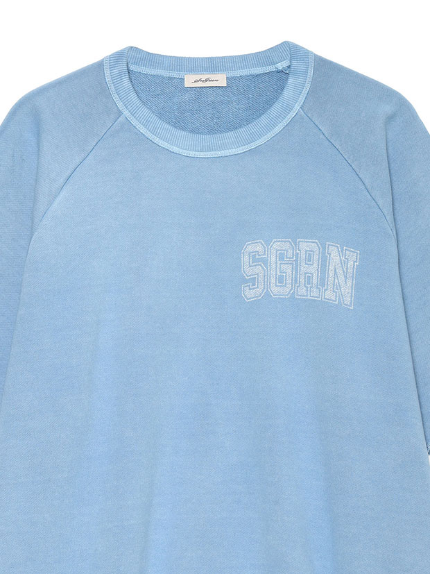 SeaGreen  GARMENT DYED COTTON FLEECE T-SHIRT / BLUE