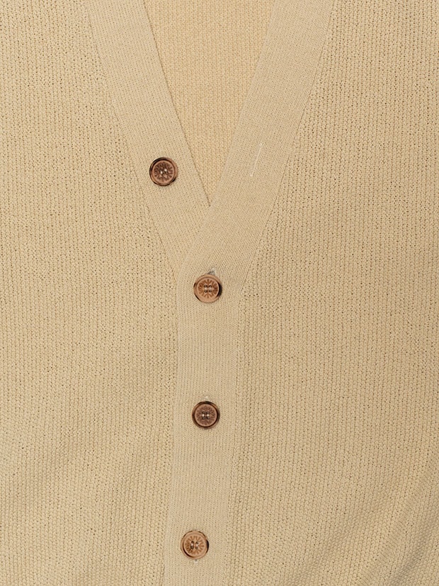 SeaGreen MOSS STITCH KNIT CARDIGAN / IVORY