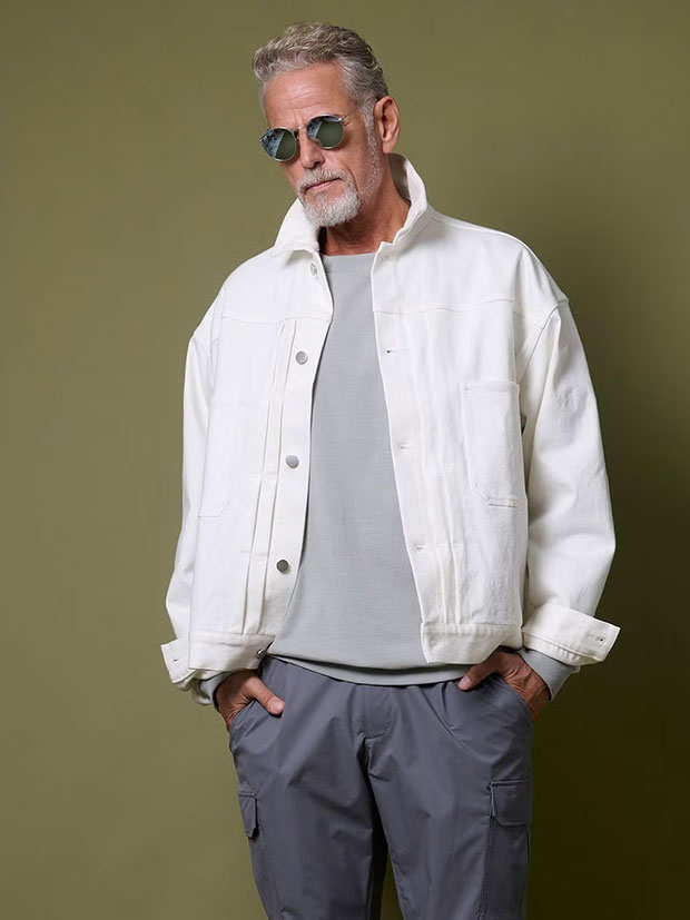 junhashimoto DROP SHOULDER DENIM / WHITE