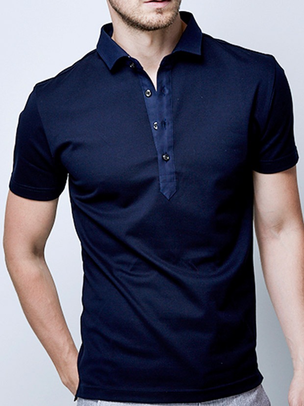 junhashimoto COMBINATION POLO NAVY