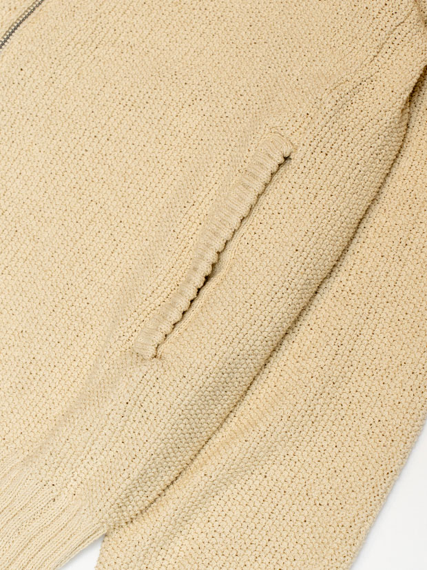 SeaGreen MOSS STITCH KNIT HOODIE / IVORY