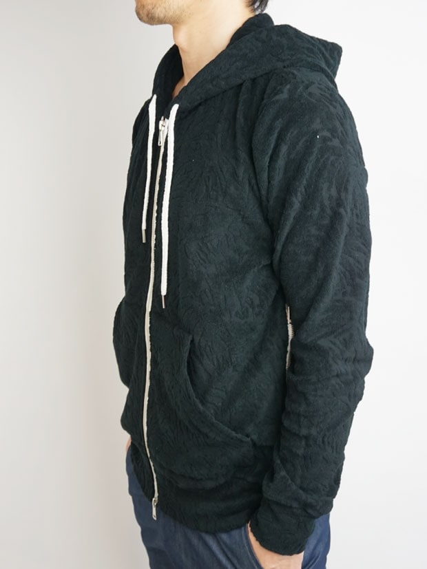 SeaGreen REJA pile jacquard hoodie BLACK