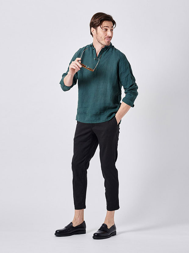 junhashimoto 9 TUCKLESS SLIM PANTS / BLACK