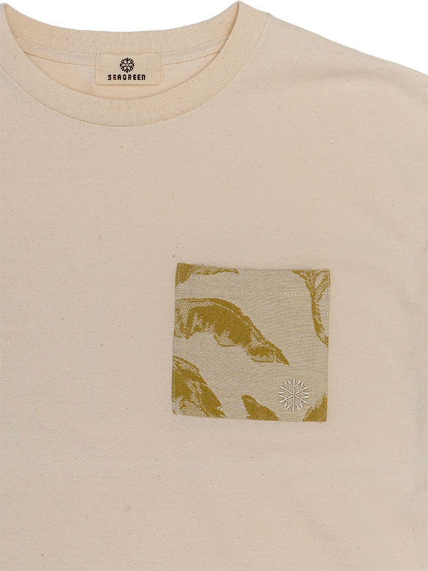 SeaGreen RECYCLE COTTON POCKET T-SHIRTS / IVORY