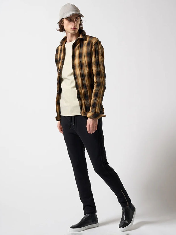 wjk twist wrinkle check / yellow
