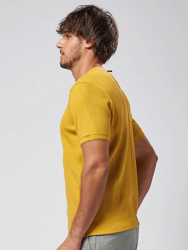 wjk waffle henley  / yellow