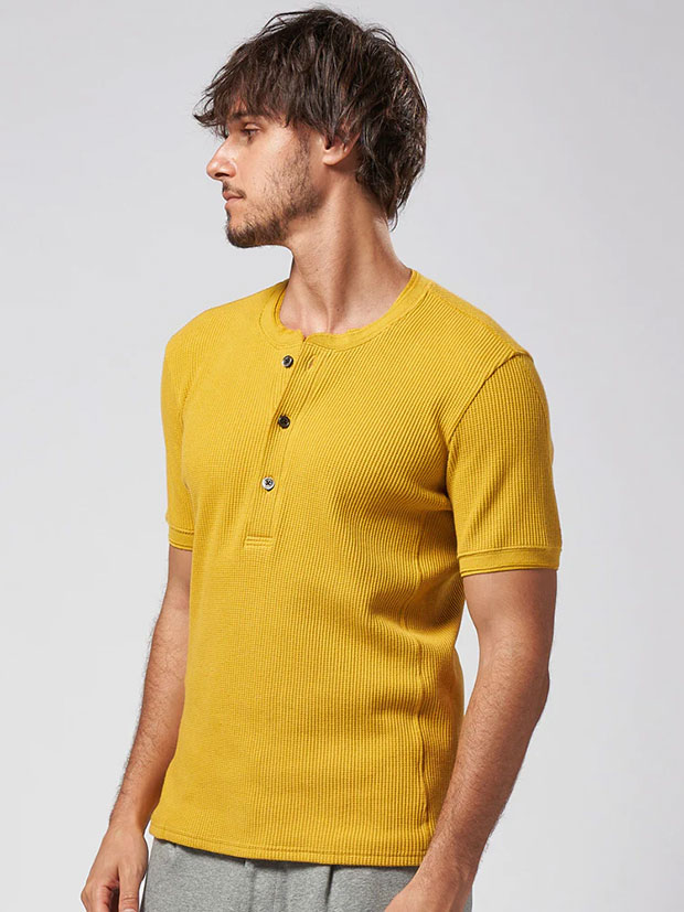 wjk waffle henley  / yellow