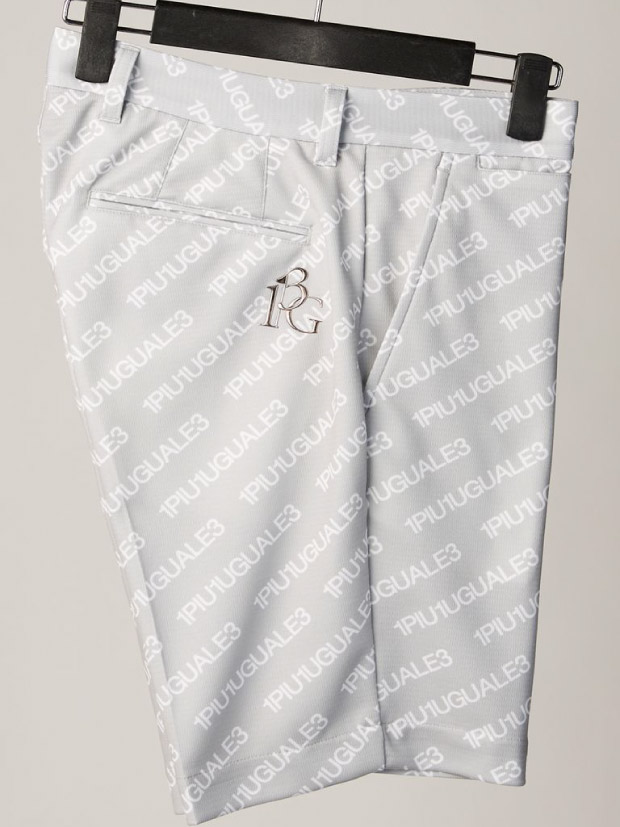 1PIU1UGUALE3 GOLF  DIAGONAL LOGO SHORTS / GREY x WHITE