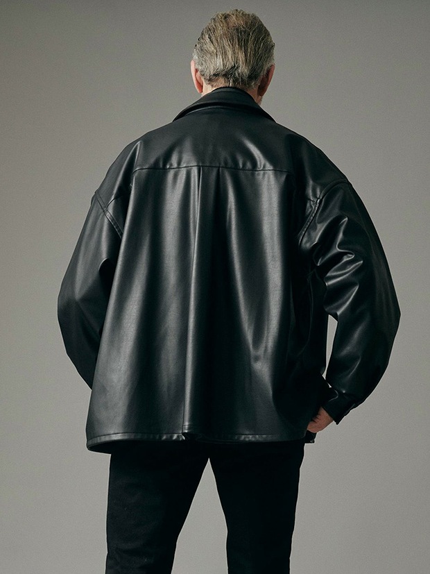 junhashimoto MEGA BIG LEATHER SHIRTS /  BLACK