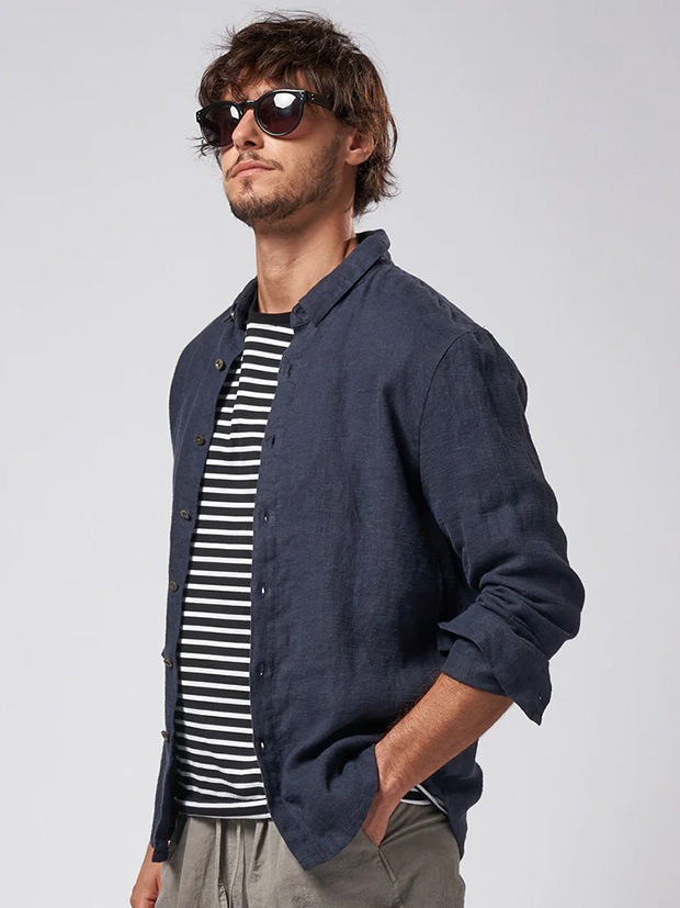 wjk short point collar shirt / navy
