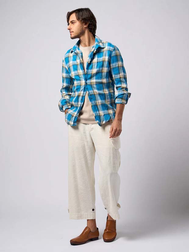 wjk 2-hook check shirt / blue