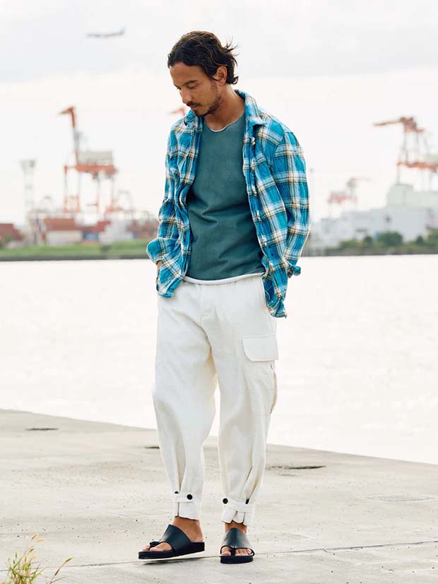 wjk 2-hook check shirt / blue