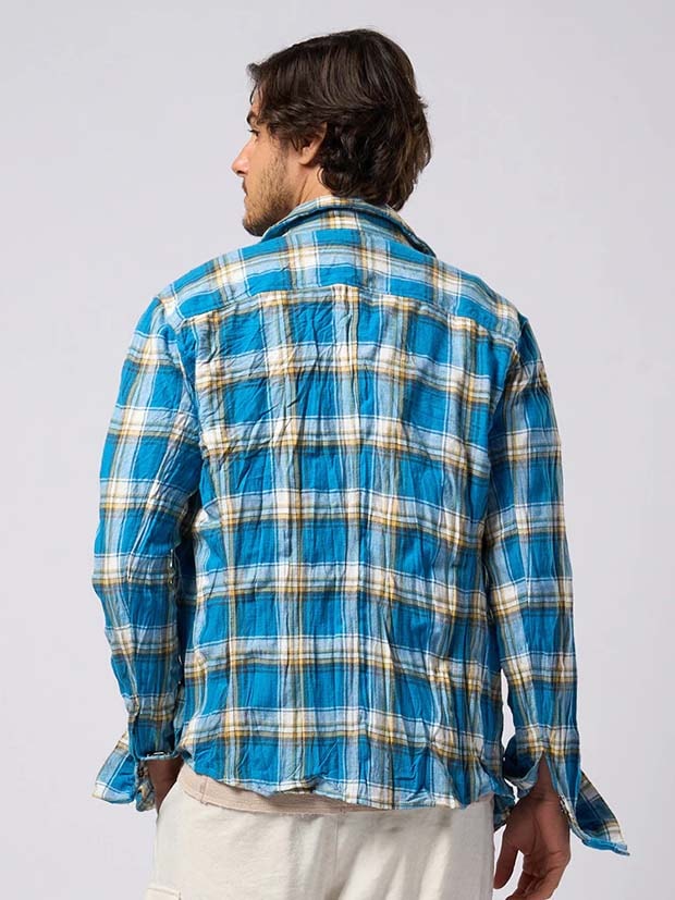 wjk 2-hook check shirt / blue