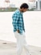 wjk 2-hook check shirt / blue