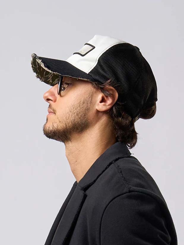 wjk cut-off mesh cap / black x white