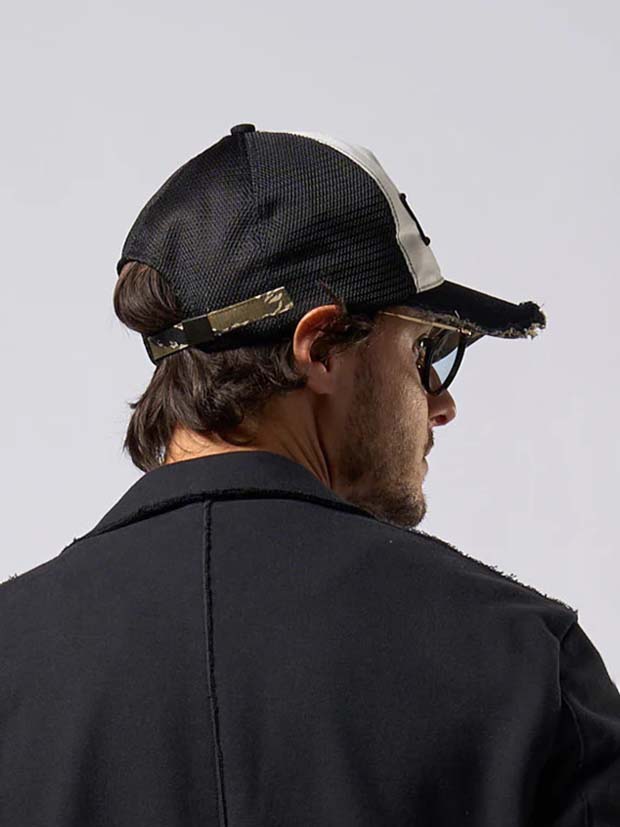 wjk cut-off mesh cap / black x white