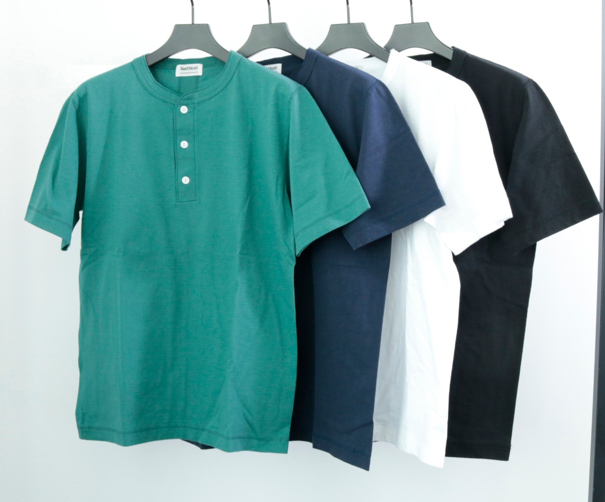 junhashimoto x Healthknit Henley neck with SERIBU Tee NAVY
