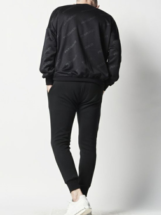 1PIU1UGUALE3 DROP SHOULDER CREW B.PRINT / BLACK