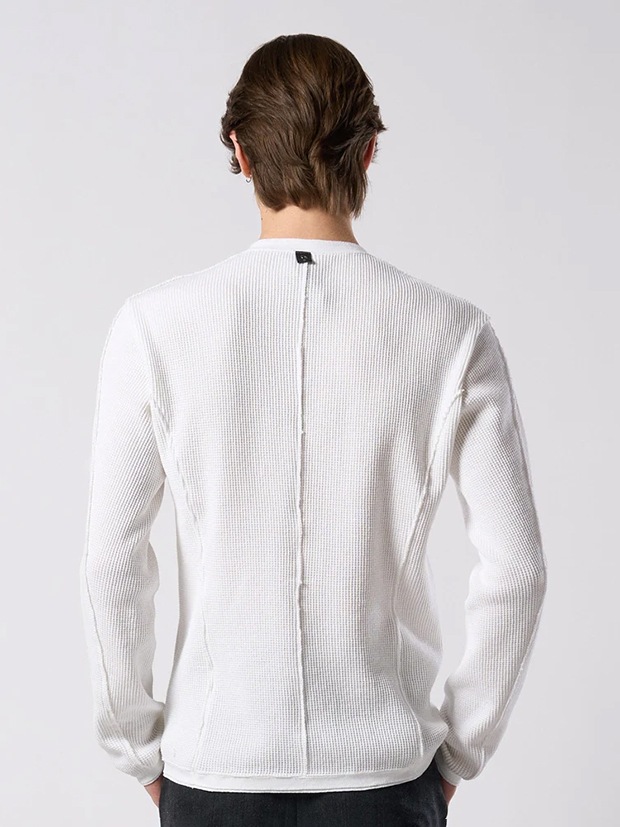 wjk waffle henley L/S / white