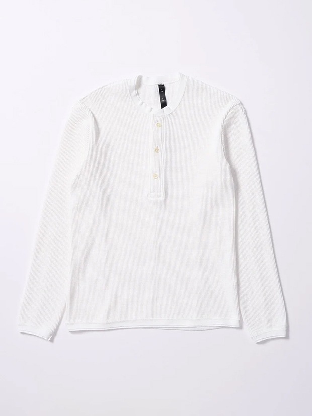 wjk waffle henley L/S / white