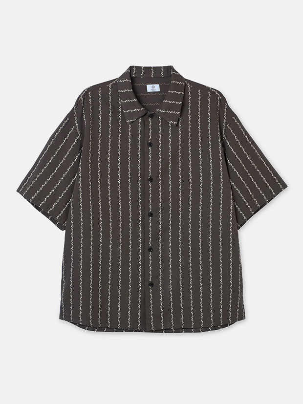 SeaGreen ANCHOR STRIPE SHIRT / BROWN