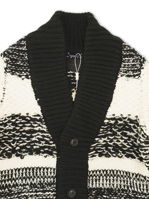 junhashimoto SHAWL COLLAR CARDIGAN / WHITE/BLACK