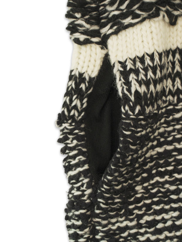 junhashimoto SHAWL COLLAR CARDIGAN / WHITE/BLACK