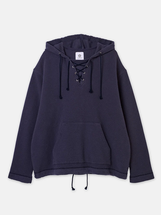 SeaGreen CRATER LACEUP HOODIE / NAVY