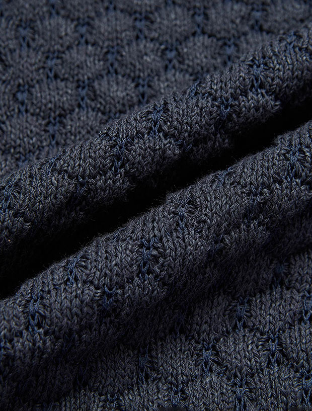 Seagreen PAPER WAFFLE CARDIGAN  / NAVY