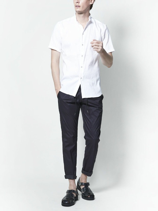 junhashimoto SV11 BAND COLLAR S/S SHIRTS / WHITE | junhashimoto  