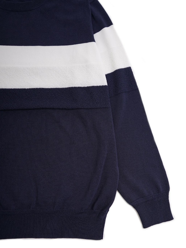 junhashimoto K04 STRIPE CREW NECK / NAVY WHITE