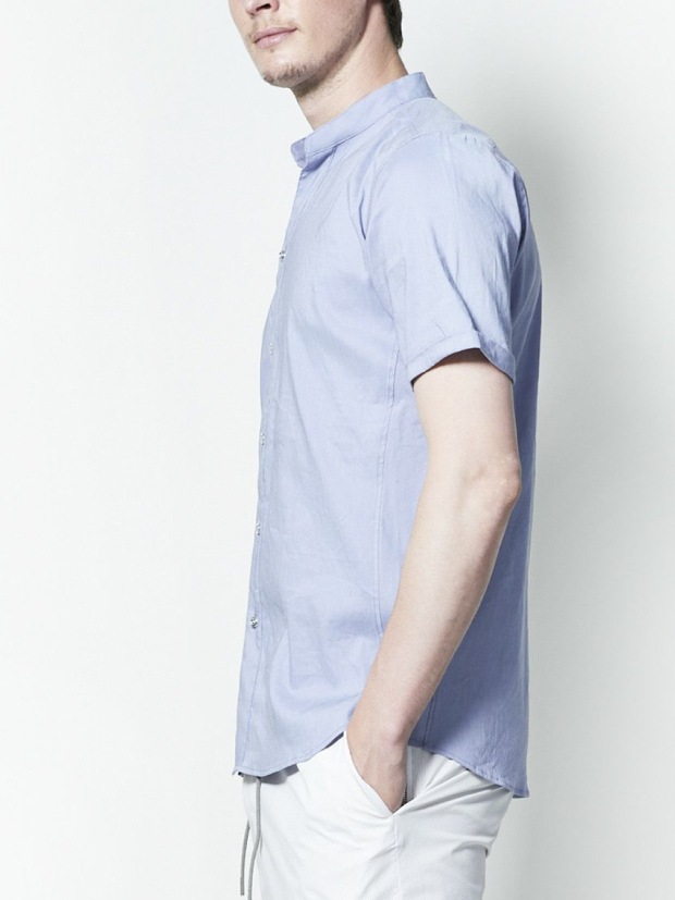 junhashimoto SV11 BAND COLLAR S/S SHIRTS / BLUE