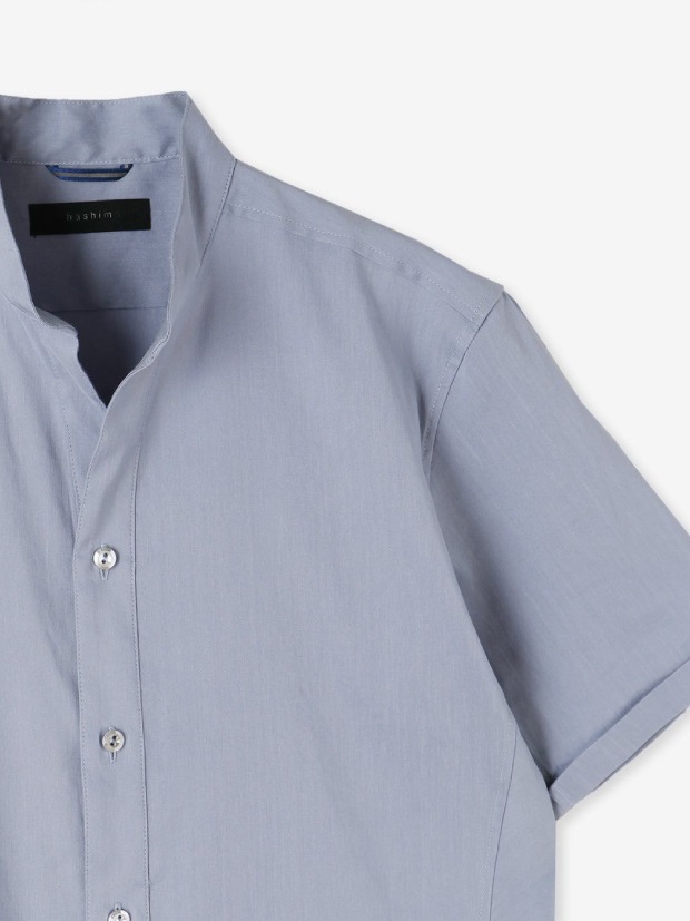 junhashimoto SV11 BAND COLLAR S/S SHIRTS / BLUE