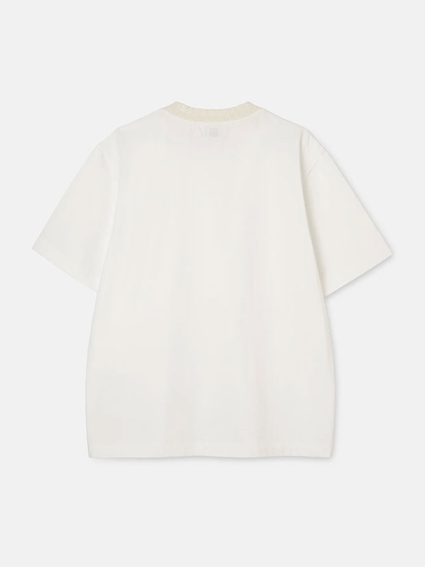 SeaGreen KNIT RIB T-SHIRT / WHITE