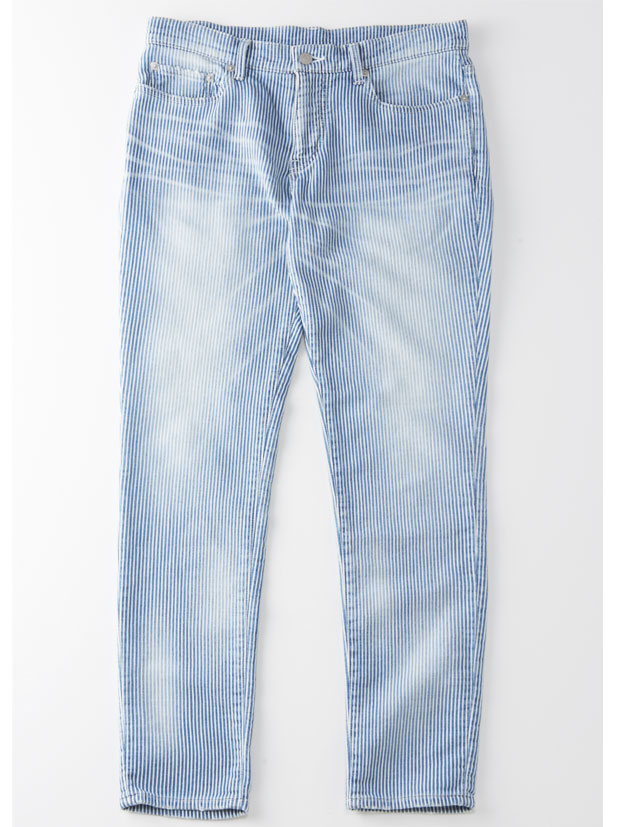 AKM FIVE POCKET SKINNY stretch hickory jog denim BLUE USED | ALL 