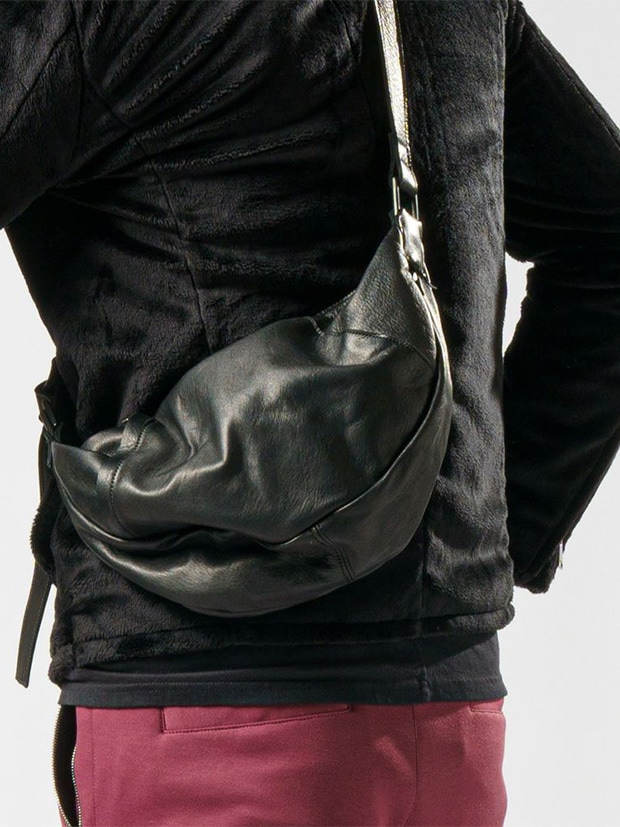 wjk leather crescent moon bag / BLACK