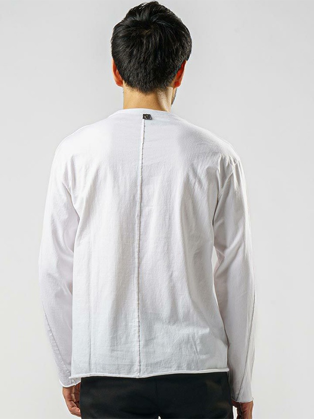 wjk wide cut off crew neck LS / white