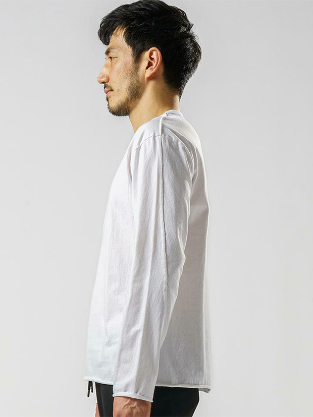 wjk wide cut off crew neck LS / white