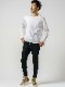 wjk wide cut off crew neck LS / white