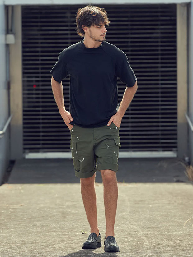 wjk paint cargo shorts / khaki