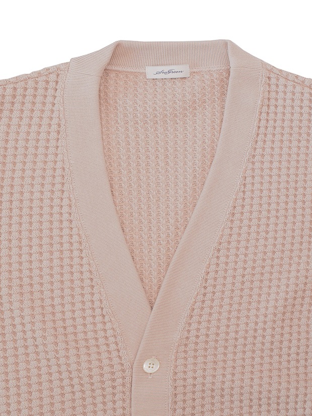 SeaGreen BIG WAFFLE CARDIGAN / S.PINK