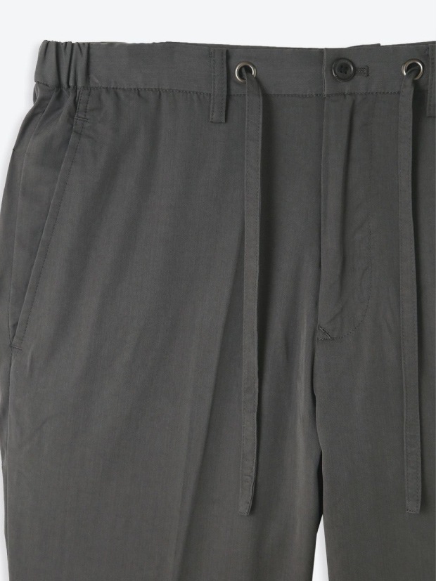 junhashimoto SIDE GATHER PANTS -TENCEL TWILL STRETCH / BLACK