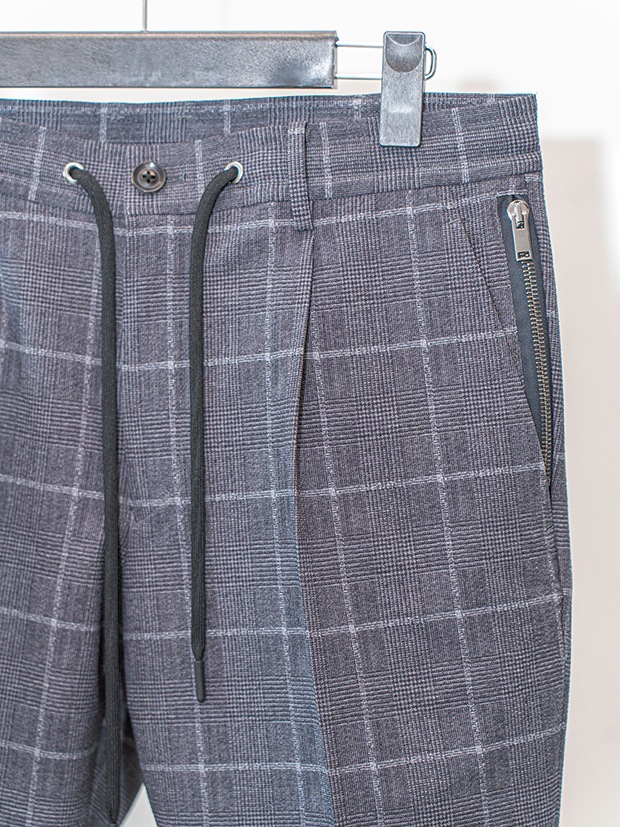 junhashimoto LIGHT 2B JACKET and ONE TUCK EASY PANTS / GREY CHECK