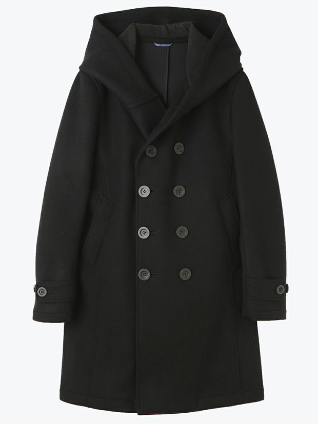 junhashimoto SHAWL HOODED COAT BLACK