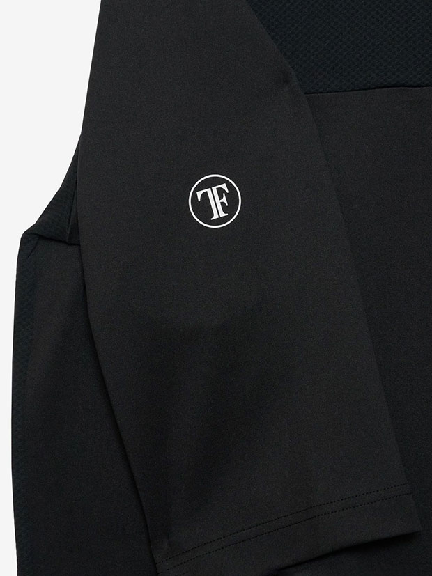 TFW49 COLLAR LESS 7SLEEVE HALF ZIP POLO / BLACK