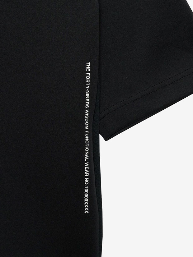 TFW49 COLLAR LESS 7SLEEVE HALF ZIP POLO / BLACK