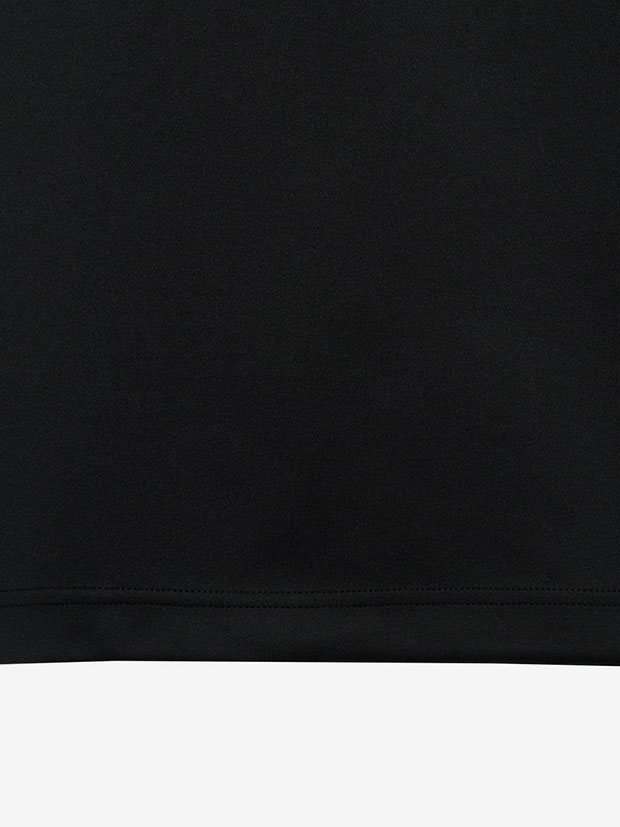 TFW49 COLLAR LESS 7SLEEVE HALF ZIP POLO / BLACK