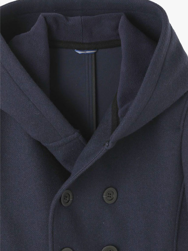 junhashimoto SHAWL HOODED COAT NAVY | junhashimoto
