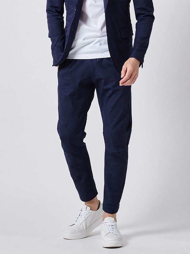 junhashimoto SLIM JERSEY PANTS -EMBOSS CAMO- / NAVY